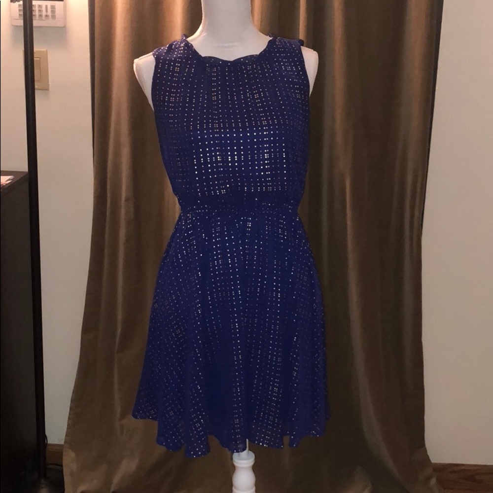 Maison Jules sheath dress Blue/ Gold